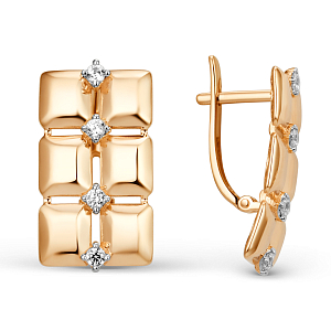 Серьги из красного золота с фианитами