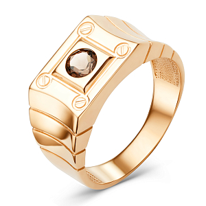 Кольцо из красного золота с раухтопазом