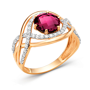 Кольцо из красного золота с корундом