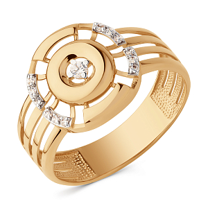 Кольцо из красного золота с фианитами