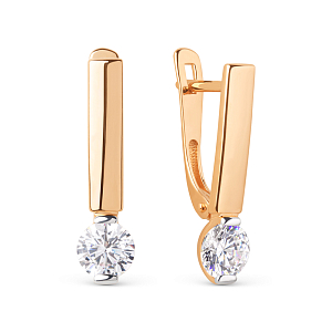 Серьги из красного золота с фианитами