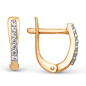 Серьги из красного золота с фианитами