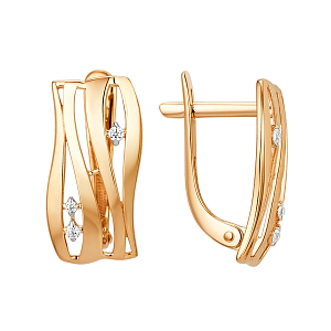 Серьги из красного золота с фианитами