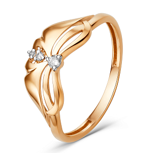 Кольцо из красного золота с фианитами