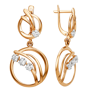 Серьги из красного золота с фианитами