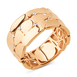 Кольцо из красного золота с фианитами