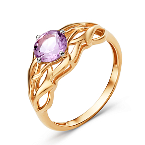 Кольцо из красного золота с аметистом