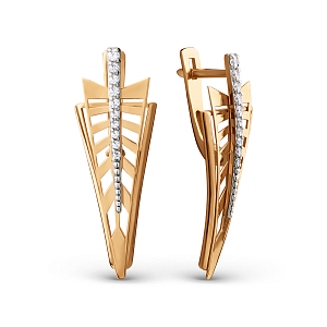 Серьги из красного золота с фианитами