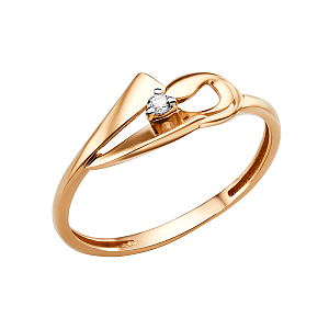 Кольцо из красного золота с фианитом