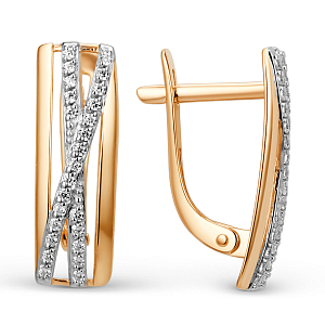 Серьги из красного золота с фианитами