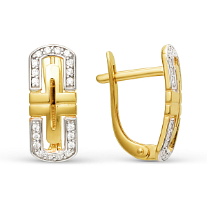 Серьги из желтого золота с фианитами