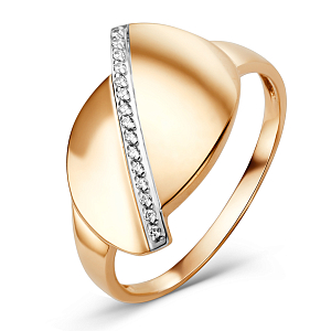 Кольцо из красного золота с фианитами