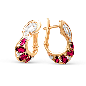 Серьги из красного золота с корундами