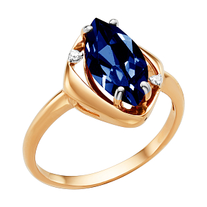 Кольцо из красного золота с корундом