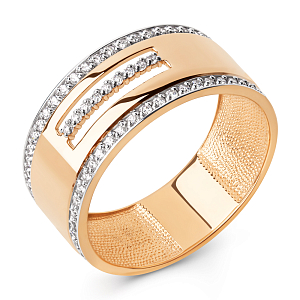 Кольцо из красного золота с фианитами