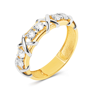 Кольцо из желтого золота с фианитами