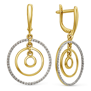 Серьги из желтого золота с фианитами