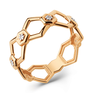 Кольцо из красного золота с фианитами