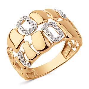 Кольцо из красного золота с фианитами