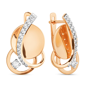 Серьги из красного золота с фианитами