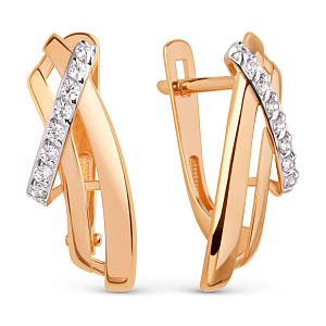 Серьги из красного золота с фианитами