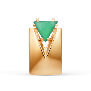 Подвеска из красного золота с зеленым агатом