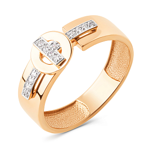 Кольцо из красного золота с фианитами