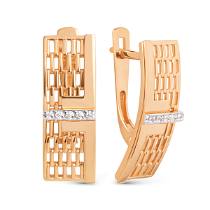 Серьги из красного золота с фианитами