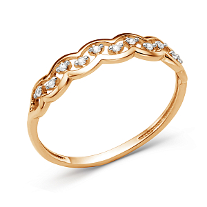 Кольцо из красного золота с фианитами