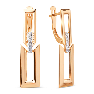 Серьги из красного золота с фианитами