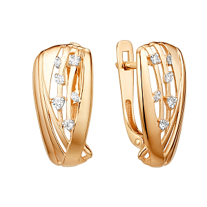 Серьги из красного золота с фианитами