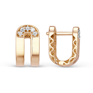 Серьги из красного золота с фианитами