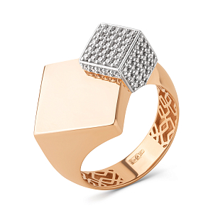 Кольцо из красного золота с фианитами