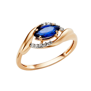 Кольцо из красного золота с корундом