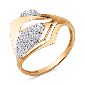 Кольцо из красного золота с фианитами