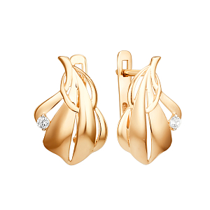 Серьги из красного золота с фианитами