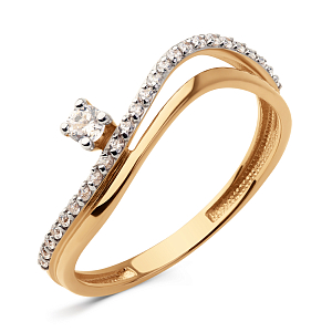 Кольцо из красного золота с фианитами