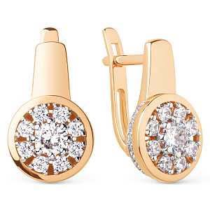 Серьги из красного золота с фианитами