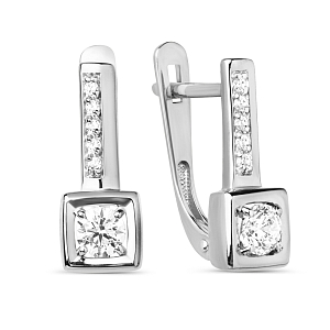 Серьги из белого золота с фианитами