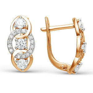 Серьги из красного золота с фианитами