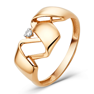 Кольцо из красного золота с фианитом