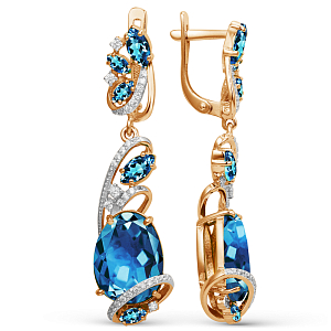 Серьги из красного золота с лондон топазами