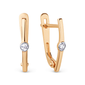 Серьги из красного золота с фианитами