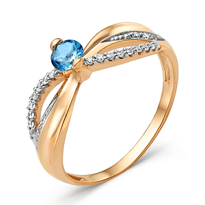 Кольцо из красного золота с лондон топазом