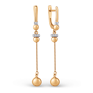 Серьги из красного золота с фианитами