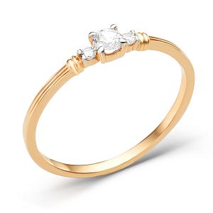 Кольцо из красного золота с фианитами