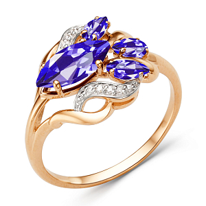 Кольцо из красного золота с аметистами