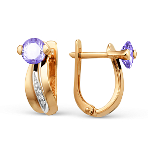 Серьги из красного золота с аметистами