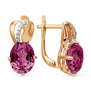 Серьги из красного золота с гранатами