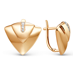 Серьги из красного золота с фианитами